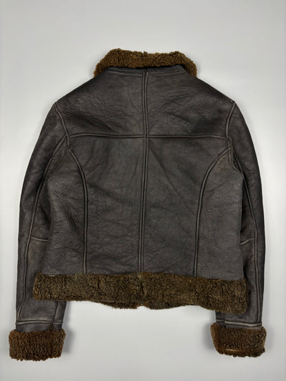 Vintage 1980s Shearling Lined Sheepskin Aviator Leather Jacket (women's M)