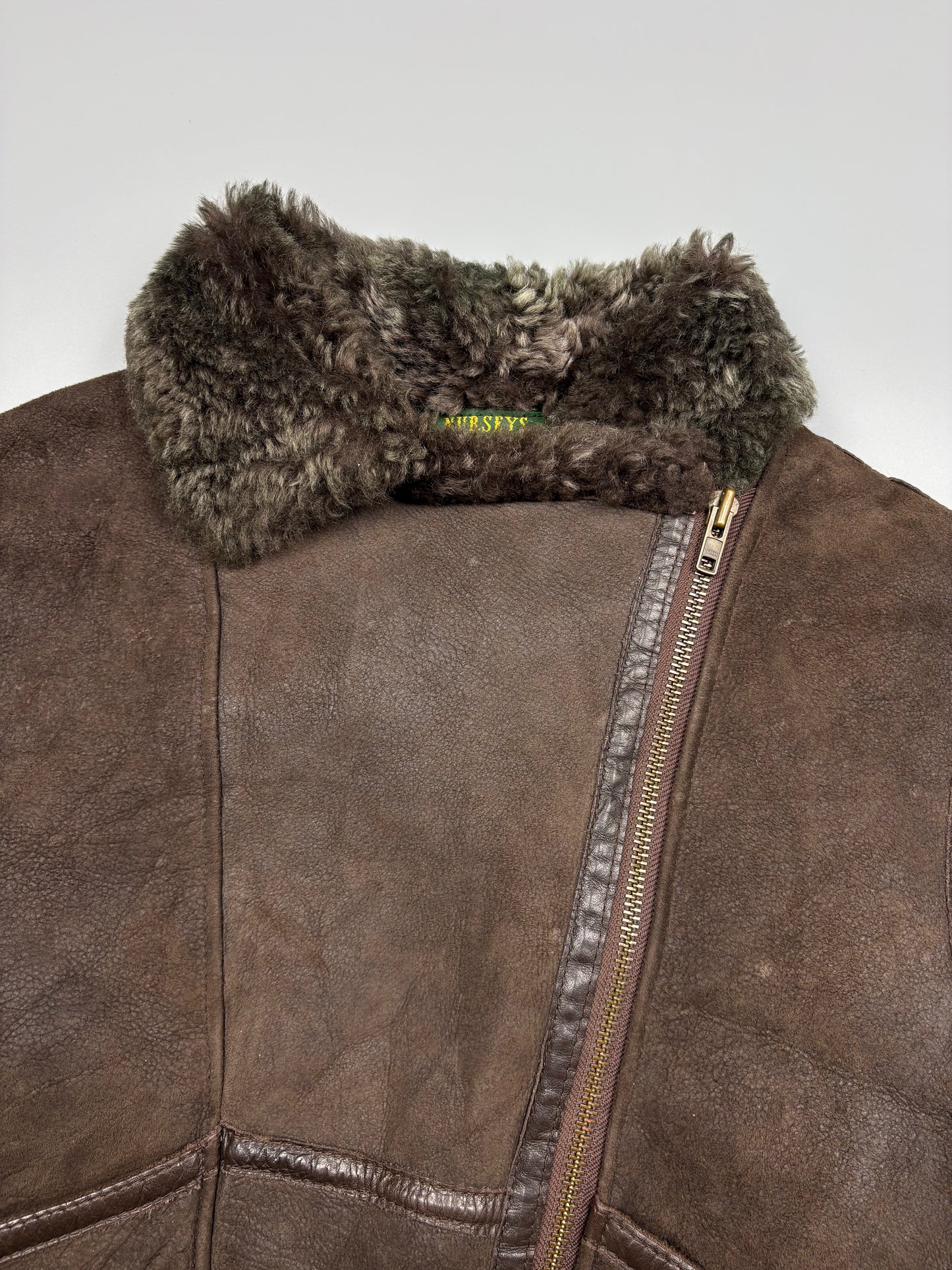 Vintage 1980s Sherling Lined Sheepskin Aviator Leather Jacket (women's L)