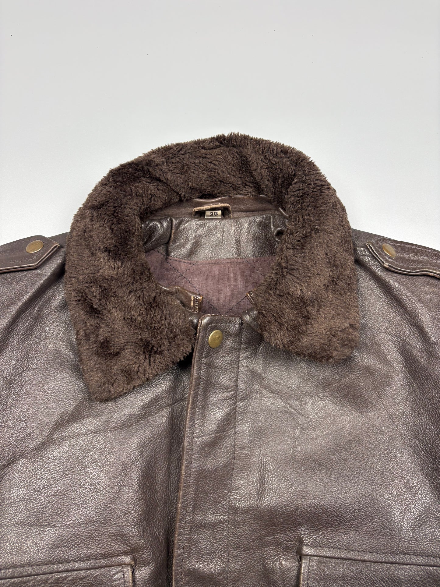 Vintage 1980s Fur Collar Aviation Leather A-2 Flight Jacket (women's S)