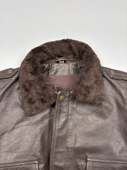 Vintage 1980s Fur Collar Aviation Leather A-2 Flight Jacket (women's S)