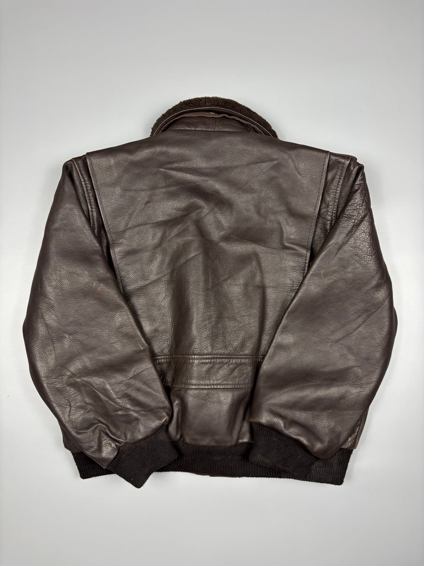 Vintage 1980s Fur Collar Aviation Leather A-2 Flight Jacket (women's S)