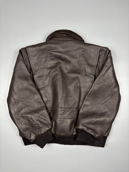 Vintage 1980s Fur Collar Aviation Leather A-2 Flight Jacket (women's S)