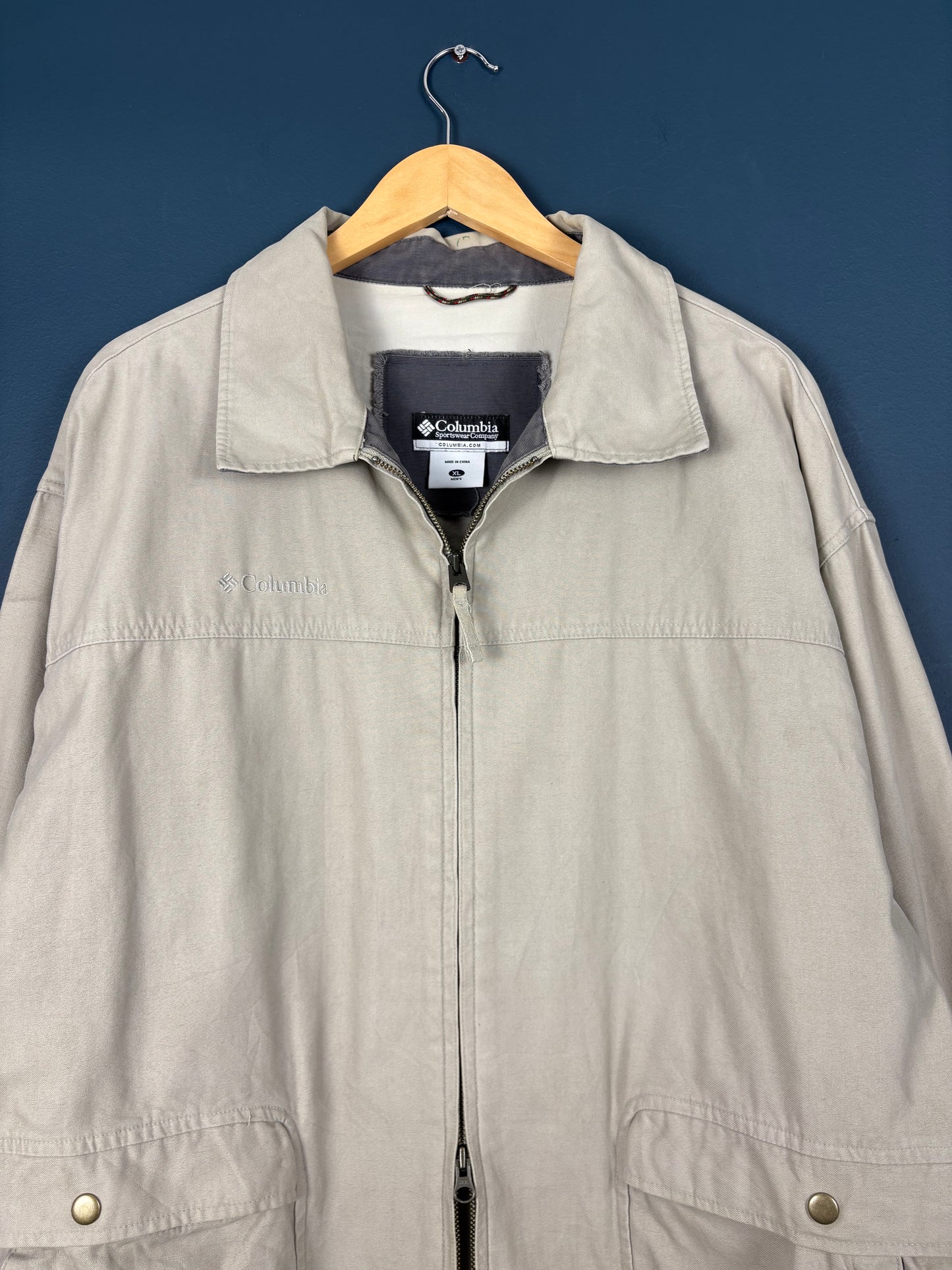 Vintage Columbia Sportswear Double Zip Cream Harrington Jacket (XL)