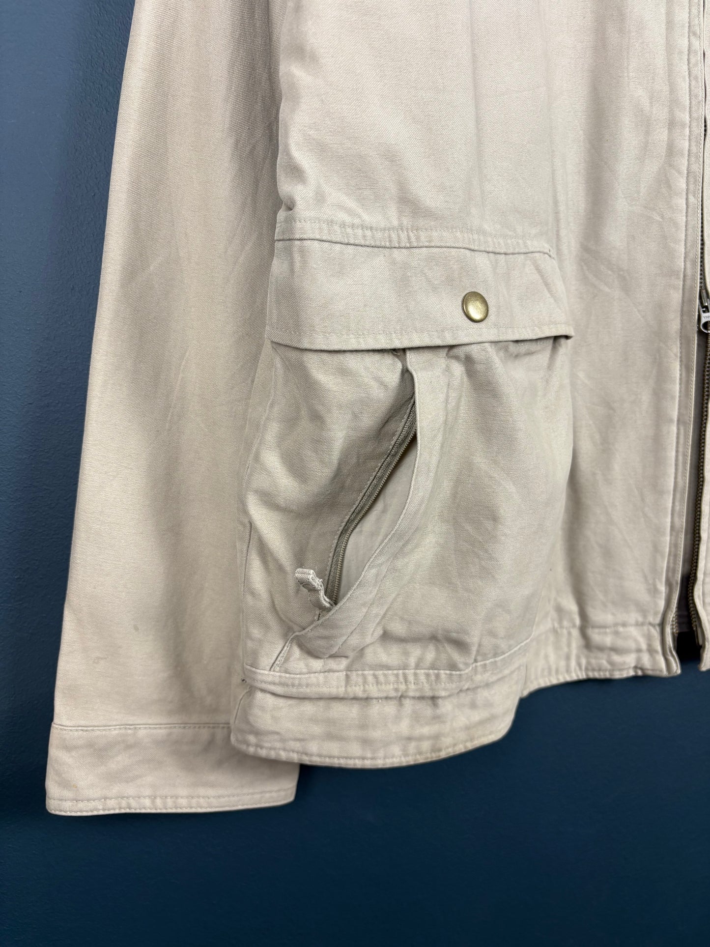 Vintage Columbia Sportswear Double Zip Cream Harrington Jacket (XL)
