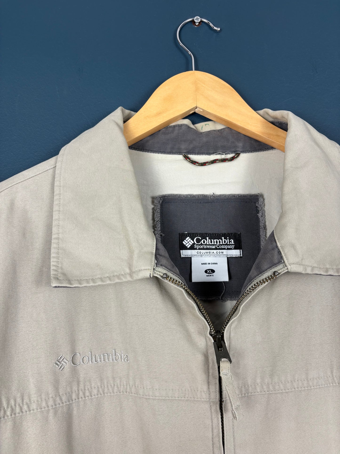 Vintage Columbia Sportswear Double Zip Cream Harrington Jacket (XL)