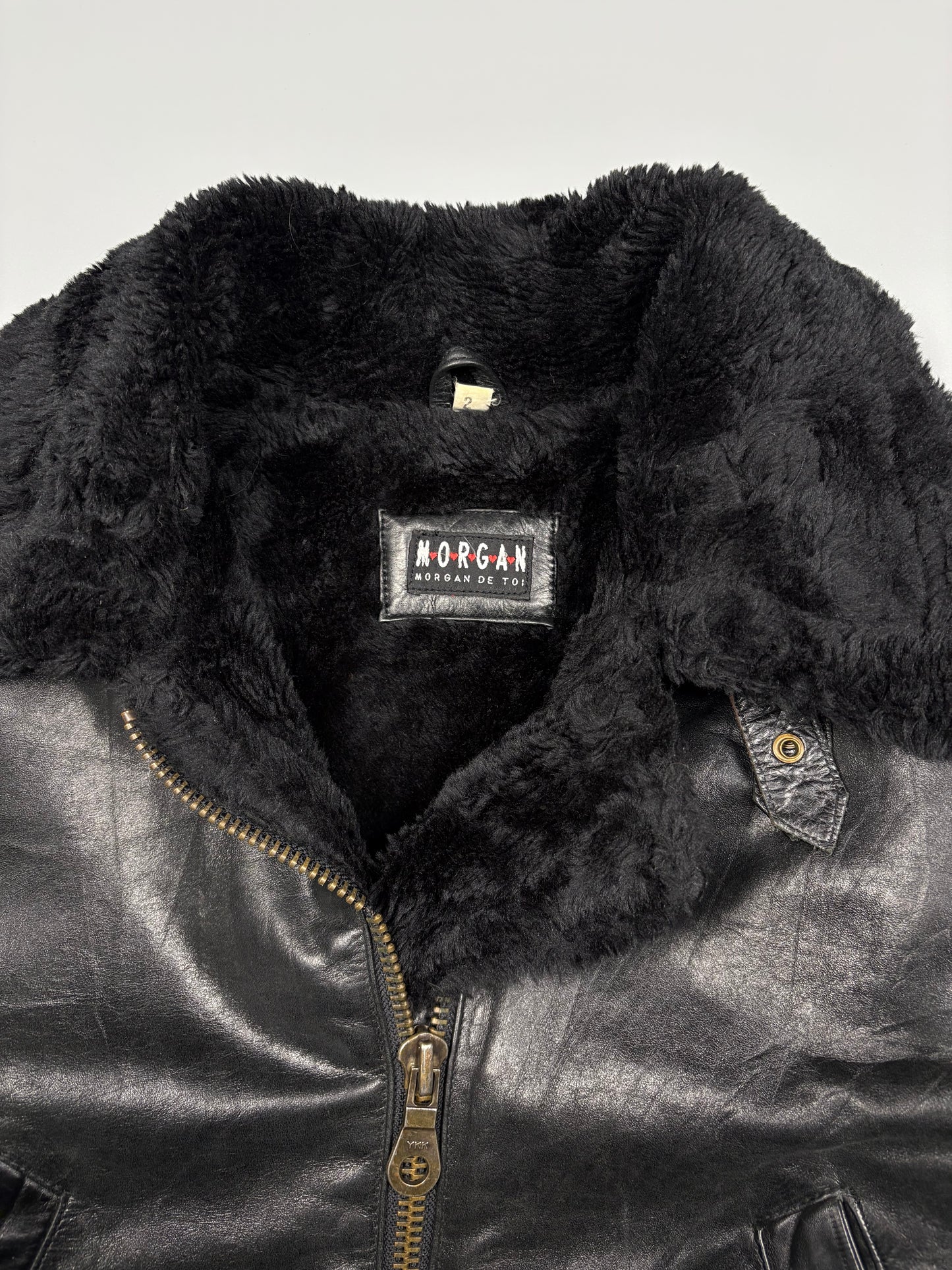 Vintage 1980s Sherling Lined Bomber Leather Jacket (women's M)