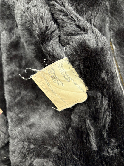 Vintage 1980s Sherling Lined Bomber Leather Jacket (women's M)