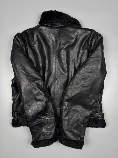 Vintage 1980s Sherling Lined Bomber Leather Jacket (women's M)