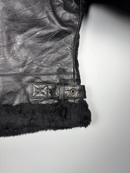 Vintage 1980s Sherling Lined Bomber Leather Jacket (women's M)