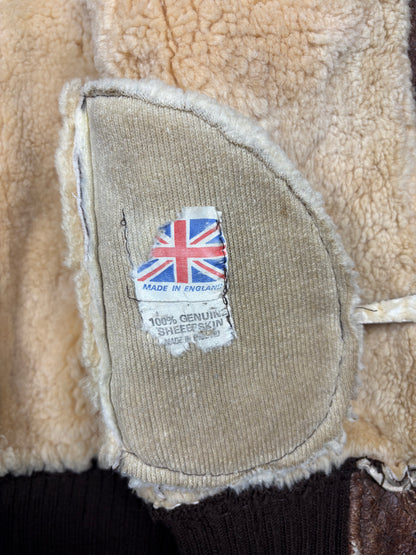 Vintage 1980s Aviation Shearling Lined Leather A-2 Flight Jacket (M)