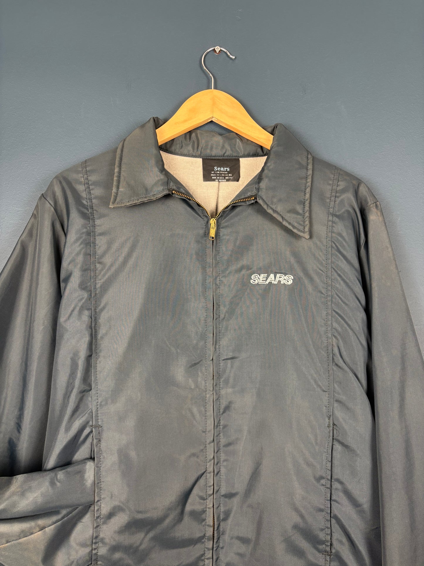 Vintage 80s Sears USA Made Dark Grey Harrington Jacket (L)