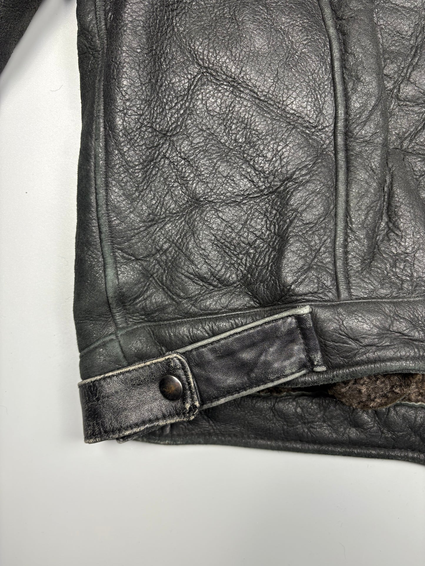 Vintage 1980s Shearling Lined Sheepskin Aviator Leather Jacket (M)