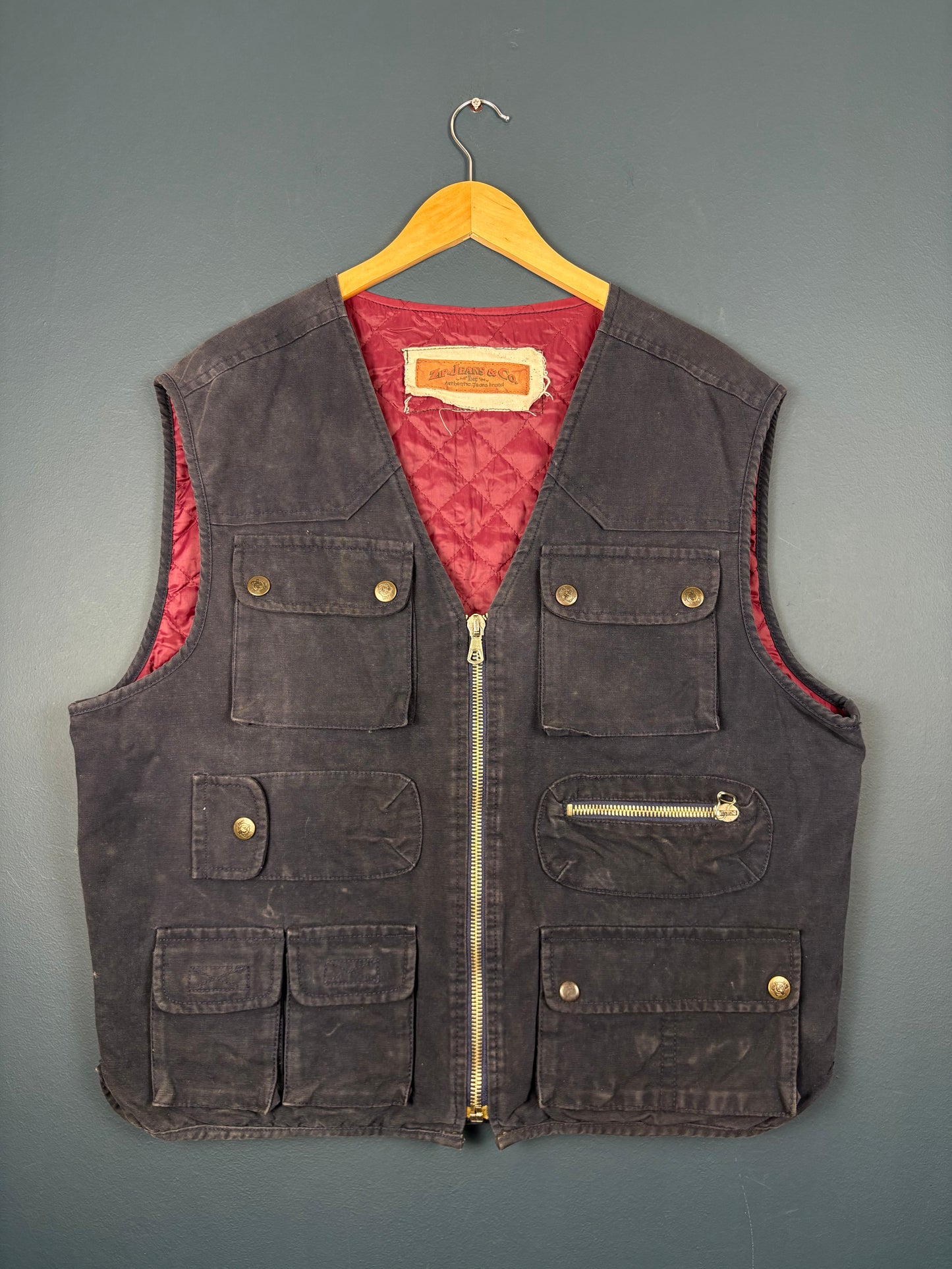 Vintage 80s Zip Jeans & Co Technical Pocket Vest Jacket (L)