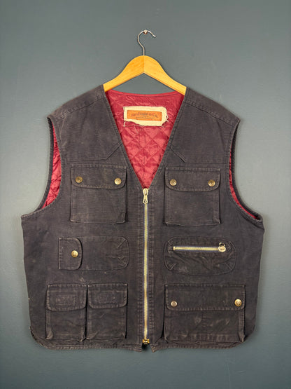 Vintage 80s Zip Jeans & Co Technical Pocket Vest Jacket (L)