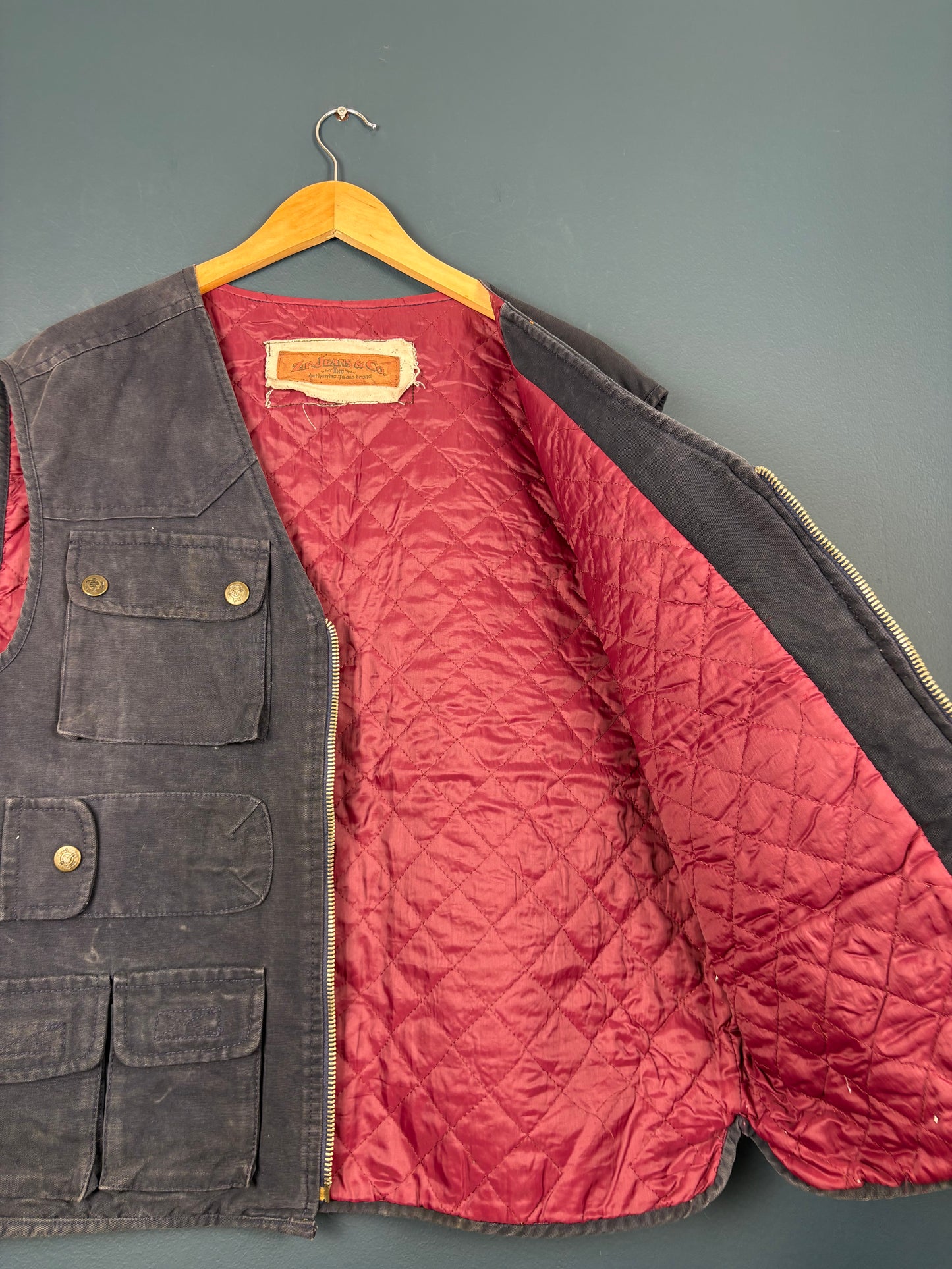 Vintage 80s Zip Jeans & Co Technical Pocket Vest Jacket (L)
