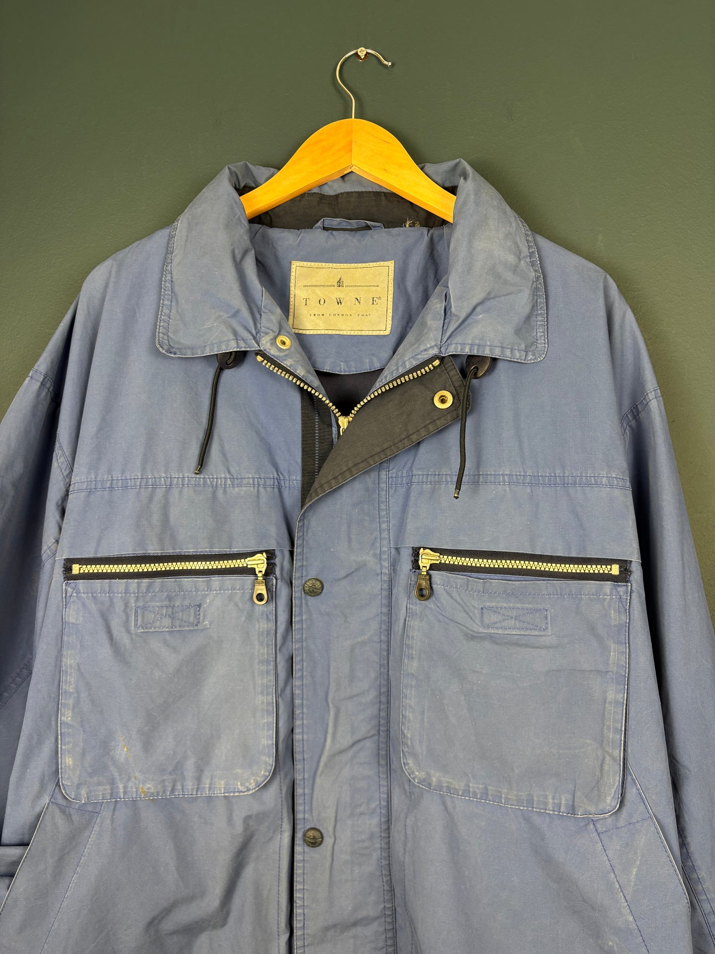 Vintage London Fog Royal Blue Rain Jacket (XL)