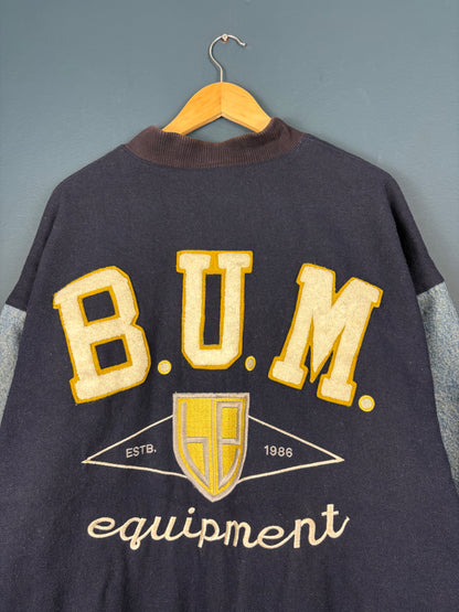 Vintage BUM Equipment Denim + Wool Varsity Bomber Jacket (L)