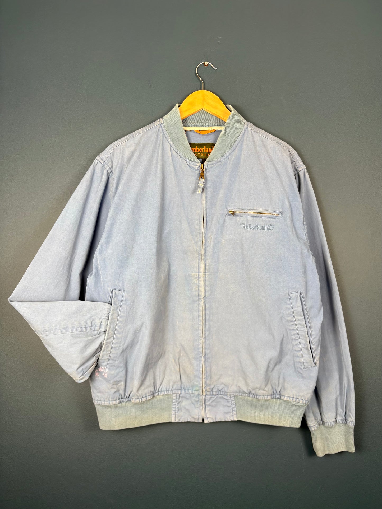 Vintage Timberland Weathergear Light Blue Bomber Jacket (M)