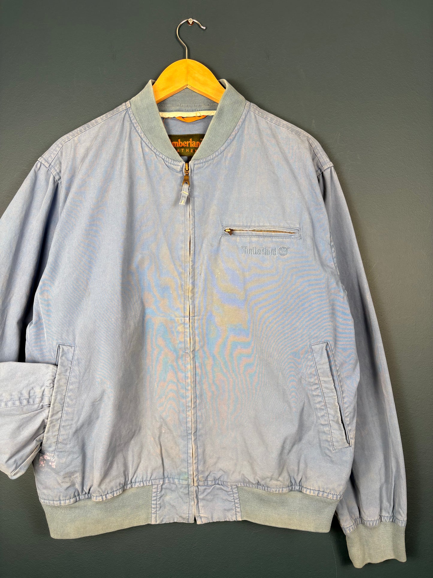 Vintage Timberland Weathergear Light Blue Bomber Jacket (M)