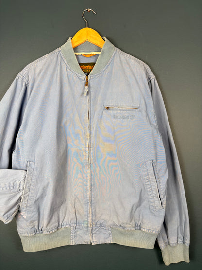 Vintage Timberland Weathergear Light Blue Bomber Jacket (M)