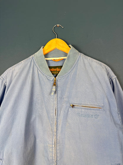Vintage Timberland Weathergear Light Blue Bomber Jacket (M)