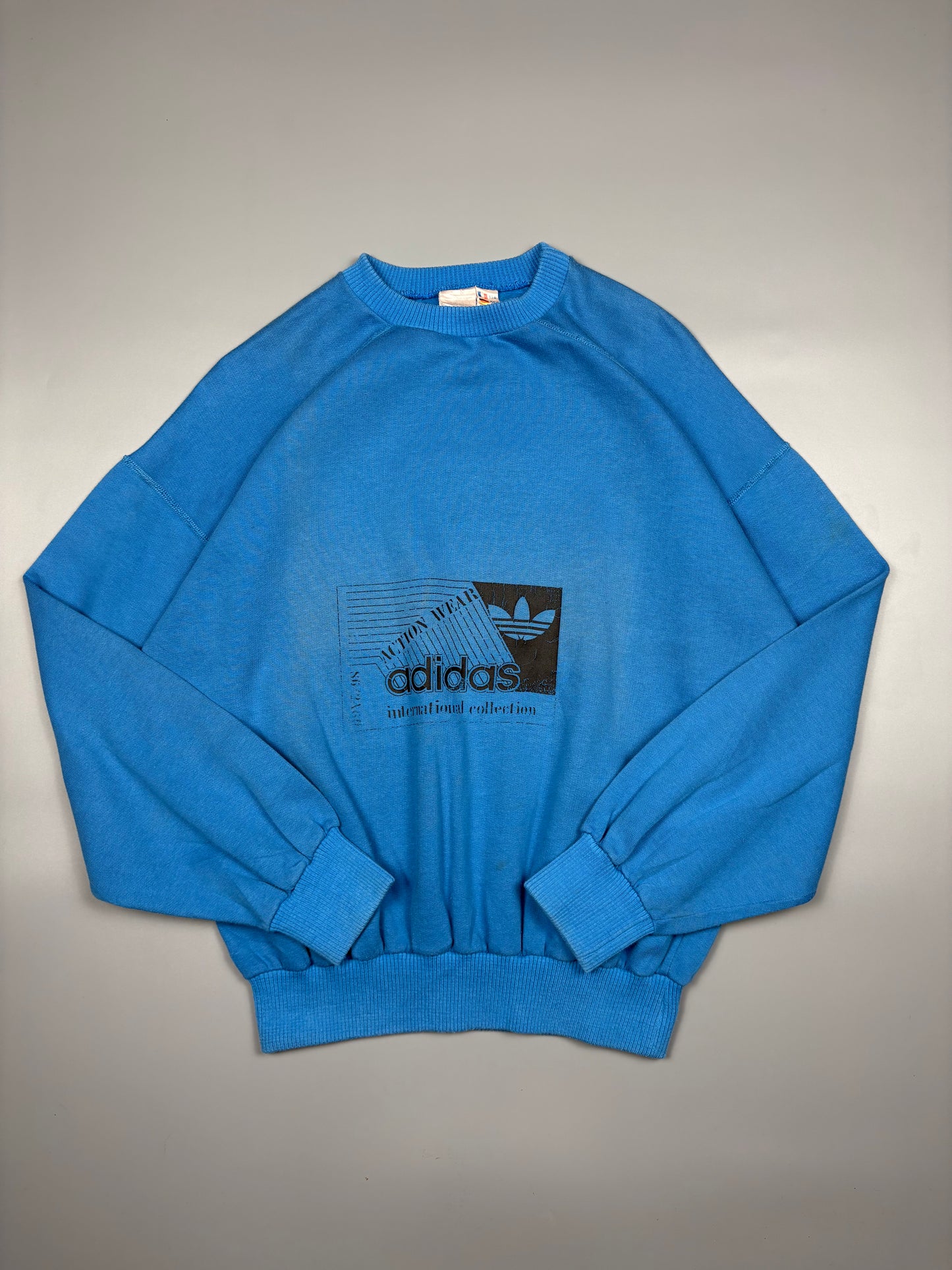 Vintage 1980s Adidas Royal Blue Graphic Sweatshirt (M)