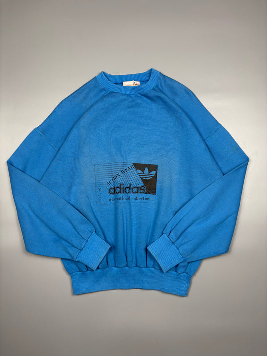 Vintage 1980s Adidas Royal Blue Graphic Sweatshirt (M)