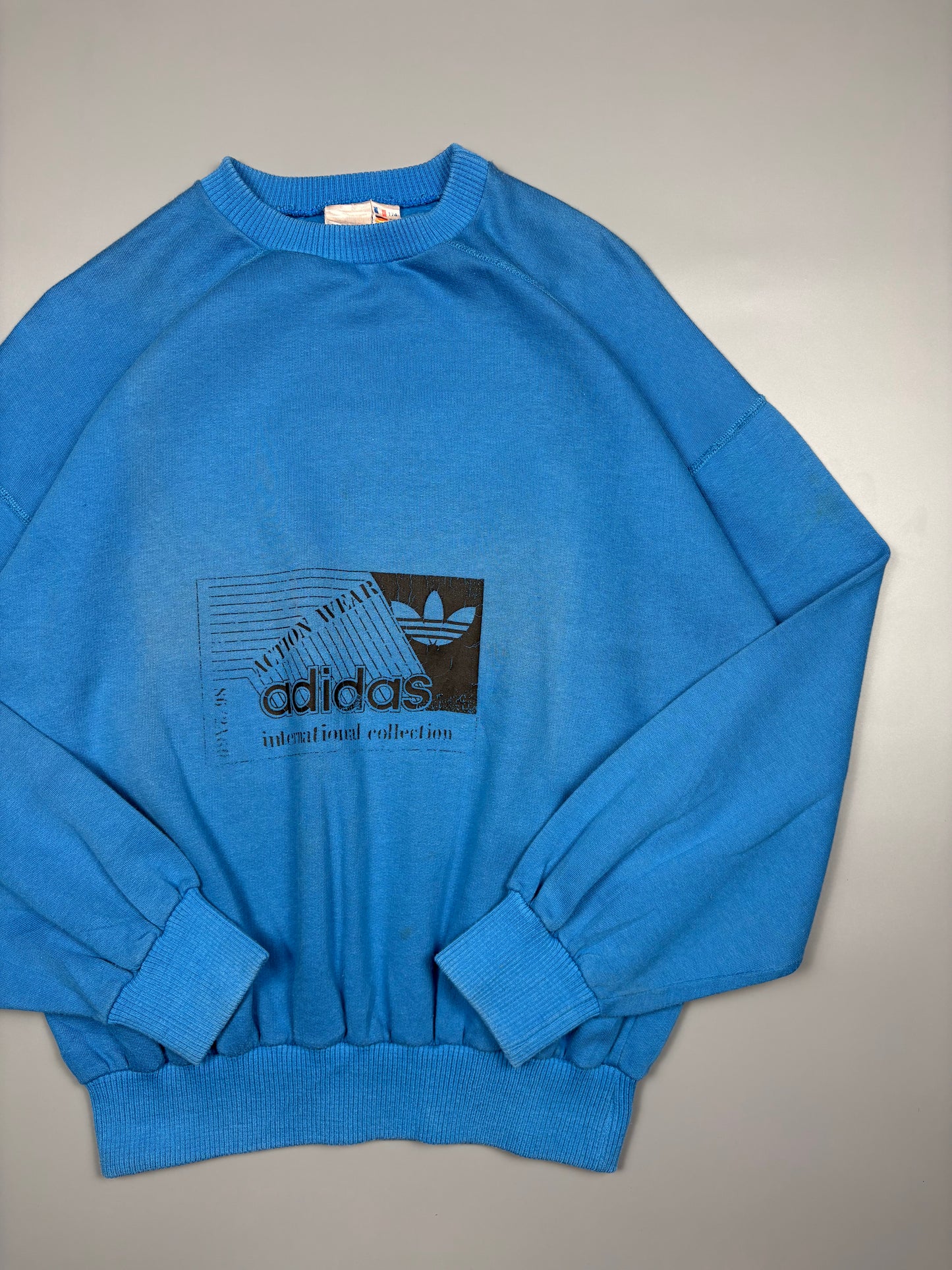 Vintage 1980s Adidas Royal Blue Graphic Sweatshirt (M)