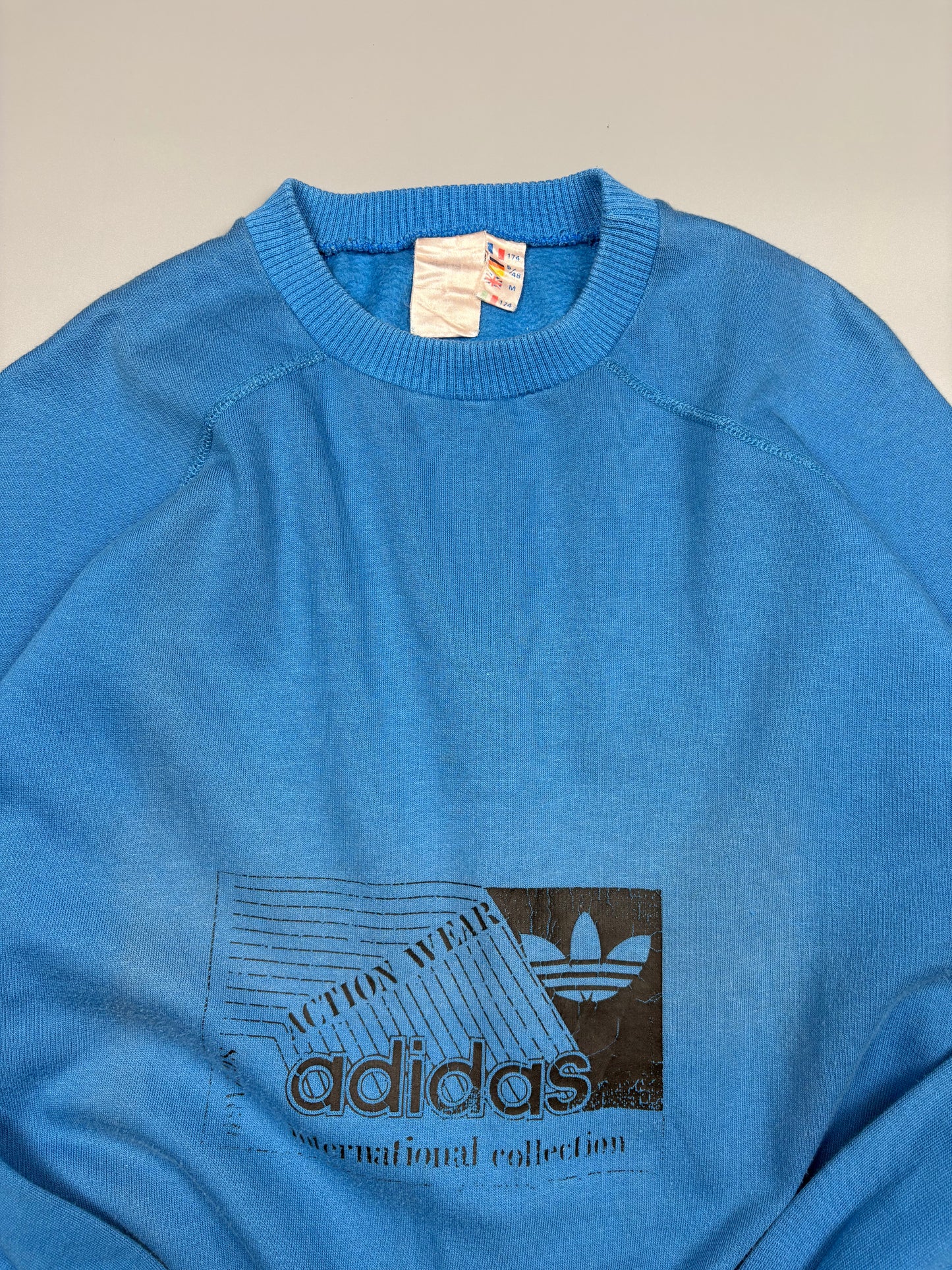 Vintage 1980s Adidas Royal Blue Graphic Sweatshirt (M)