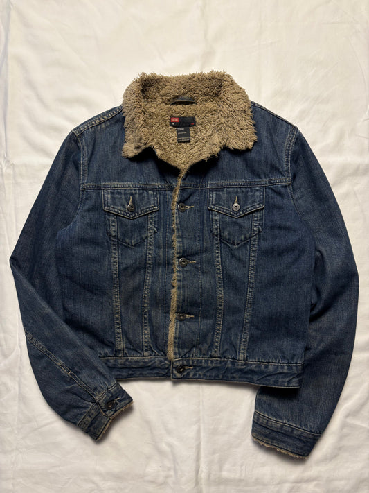 Vintage Diesel Dark Denim Sherpa Lined Denim Jacket (women's L)