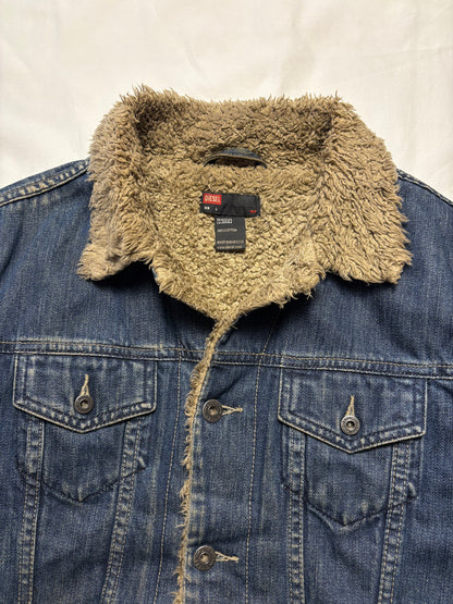Vintage Diesel Dark Denim Sherpa Lined Denim Jacket (women's L)