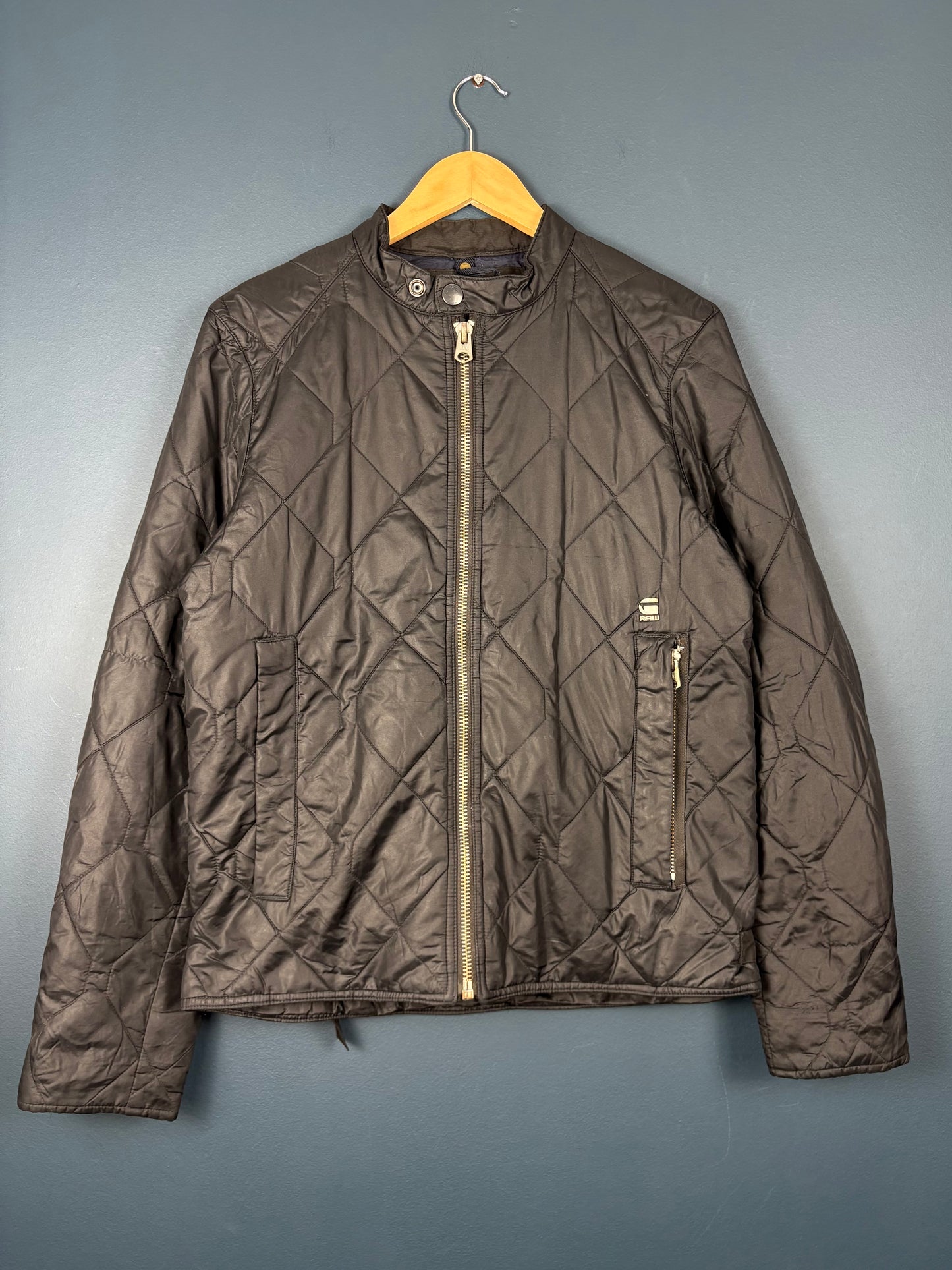 Vintage G-Star Raw Quilted Black Motorcycle Jacket (M)