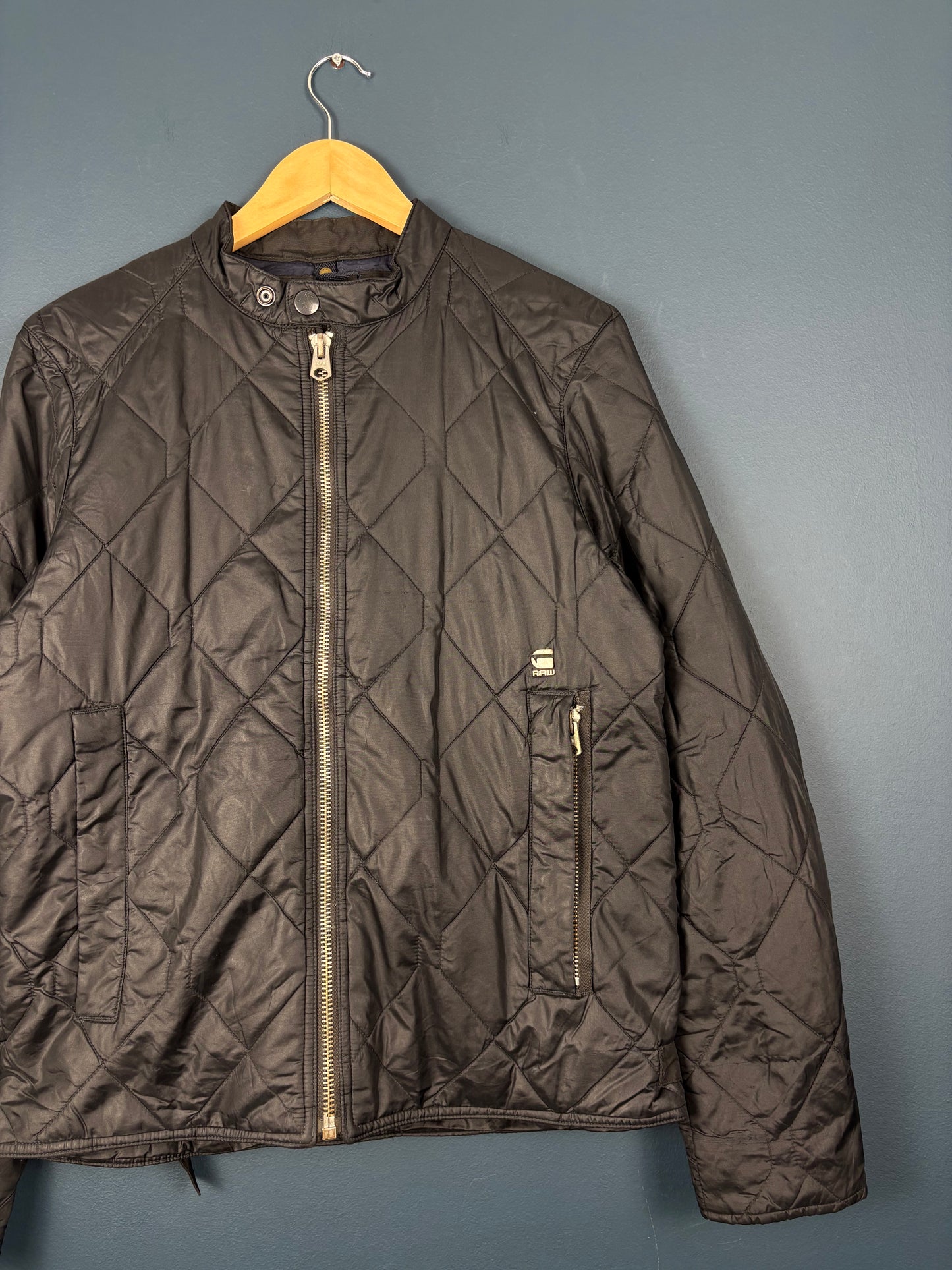 Vintage G-Star Raw Quilted Black Motorcycle Jacket (M)