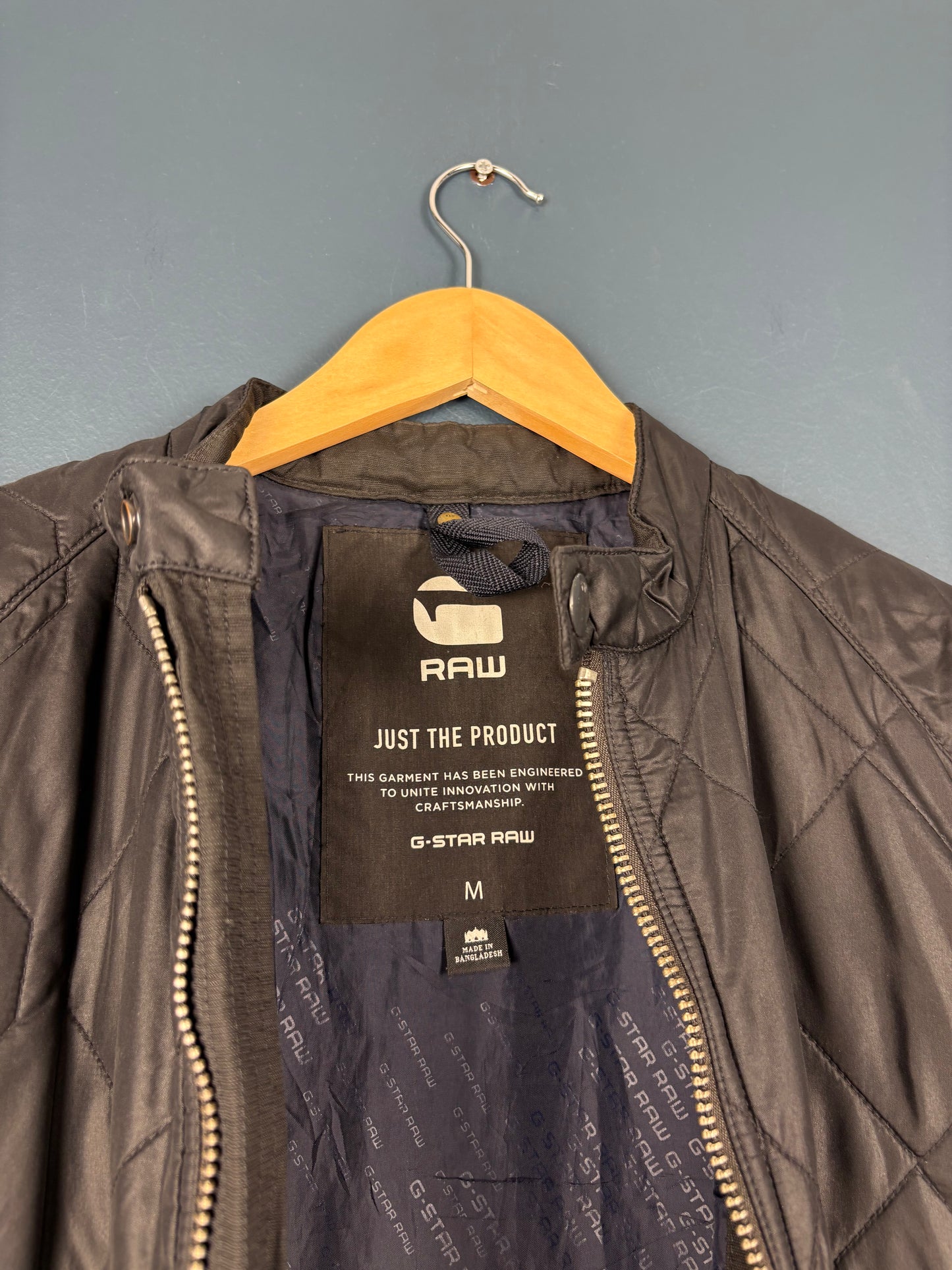 Vintage G-Star Raw Quilted Black Motorcycle Jacket (M)