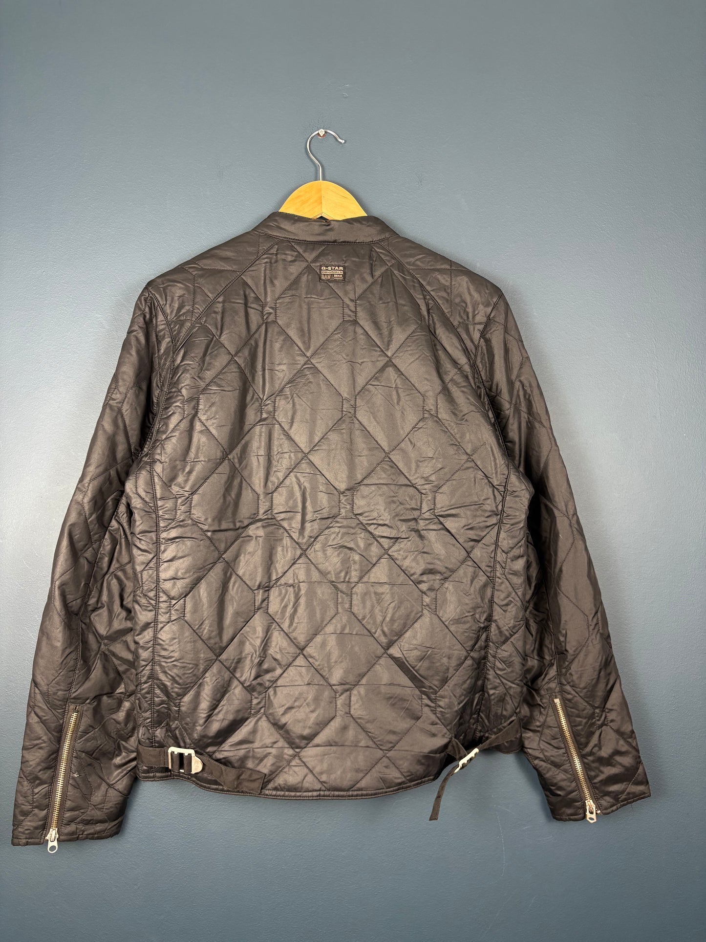 Vintage G-Star Raw Quilted Black Motorcycle Jacket (M)