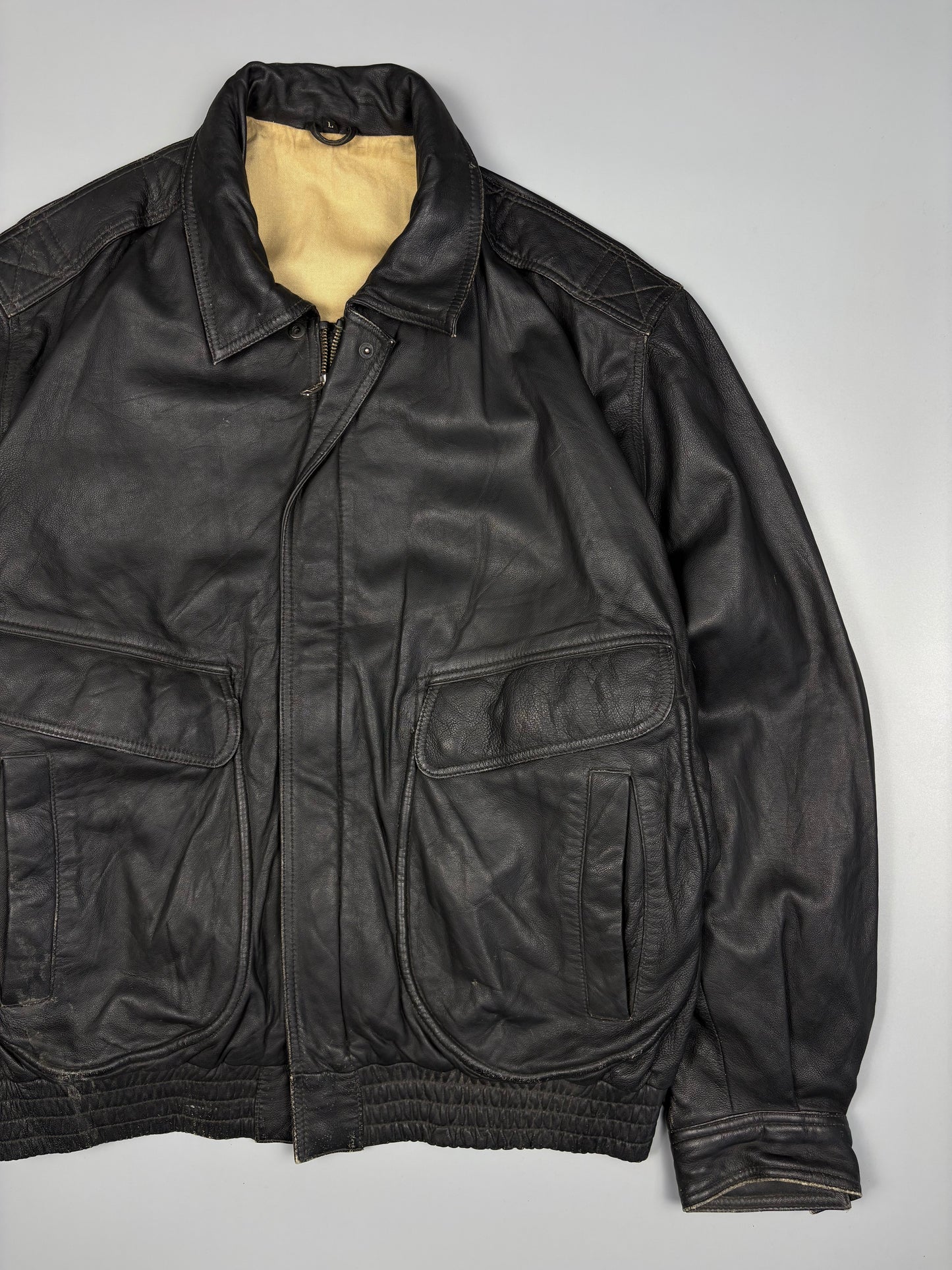 Vintage 1980s Aviation Leather A-2 Flight Jacket (L)