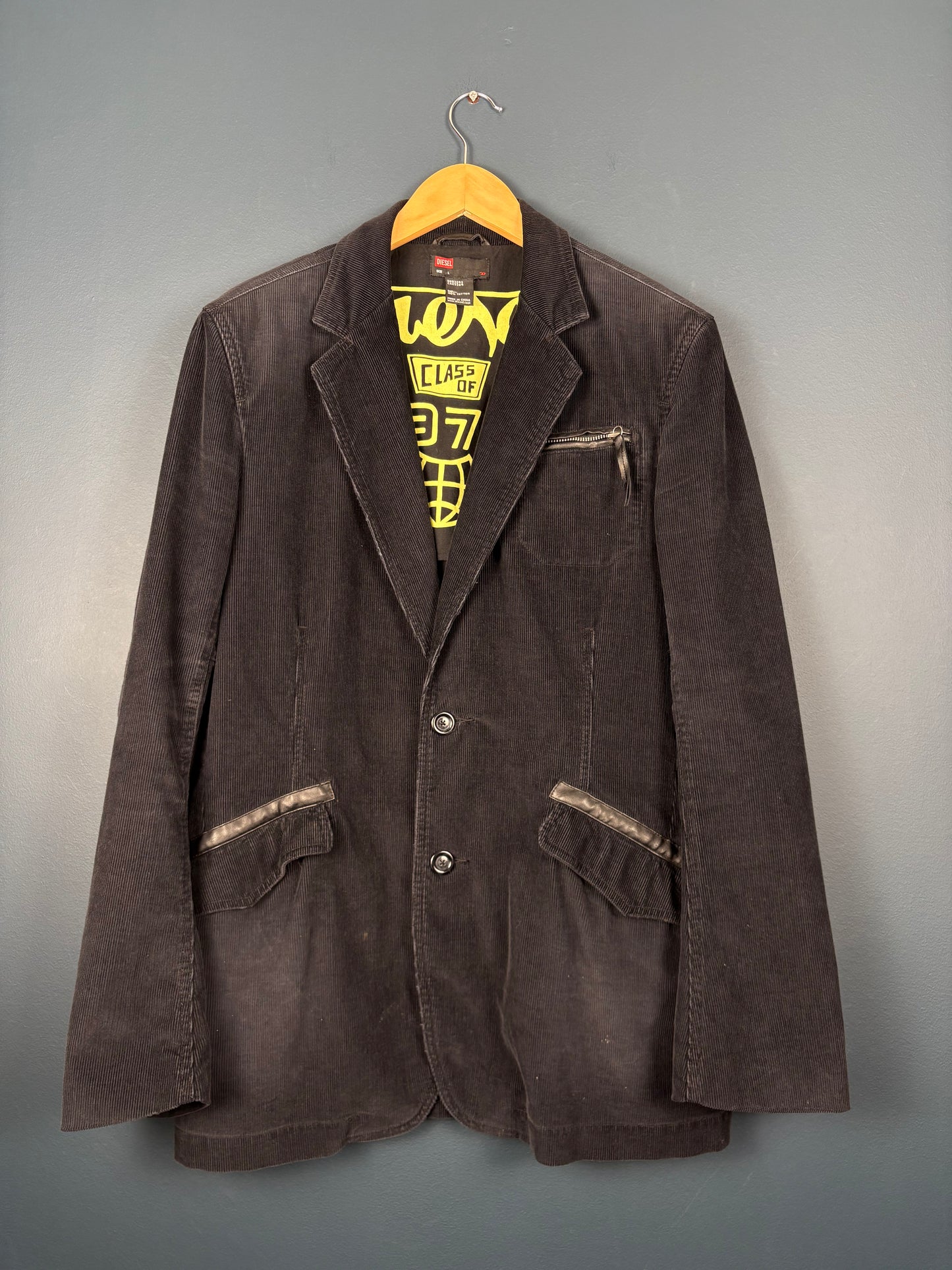 Vintage Diesel Industry Black Corduroy Blazer Jacket (L)