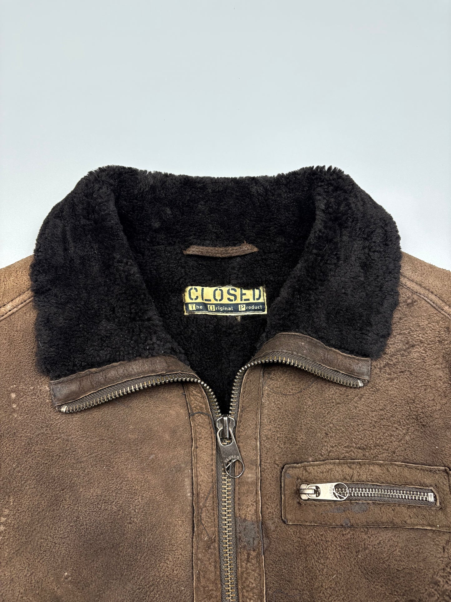 Vintage 1990s Sheepskin Double Zip Leather Flight Jacket (women's L)