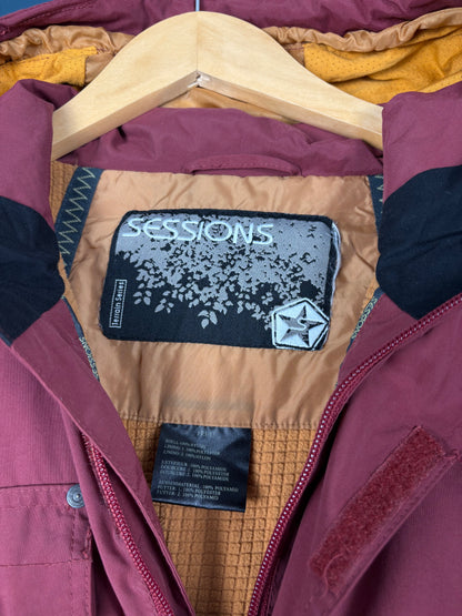 Vintage 90s Sessions Burgundy Technical Snowboard Jacket (S)