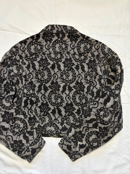 Vintage Guess Jeans Floral Black + White Trucker Jacket (women's M)