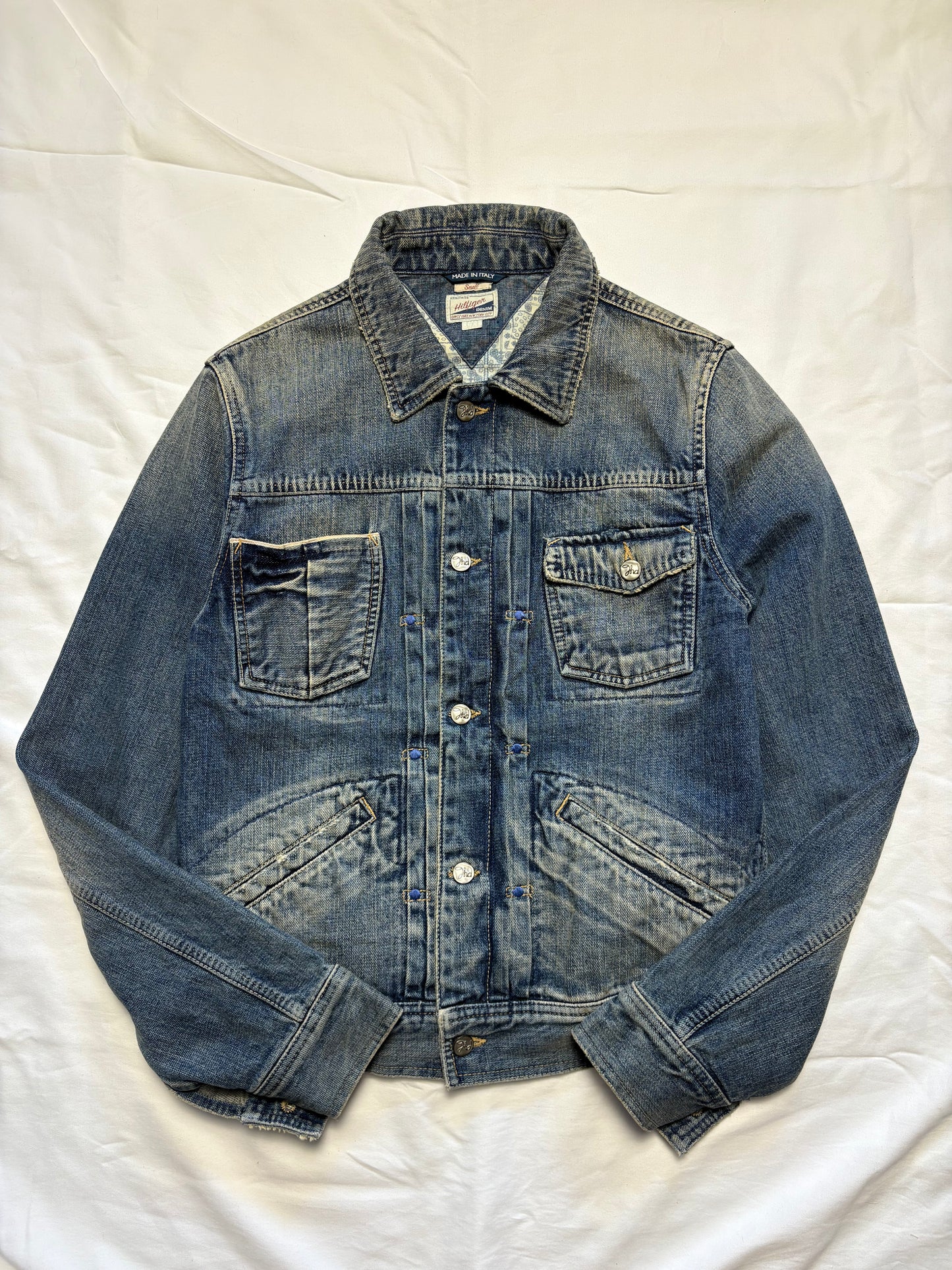 Vintage Tommy Hilfiger Double Pleated Denim Jacket (S)