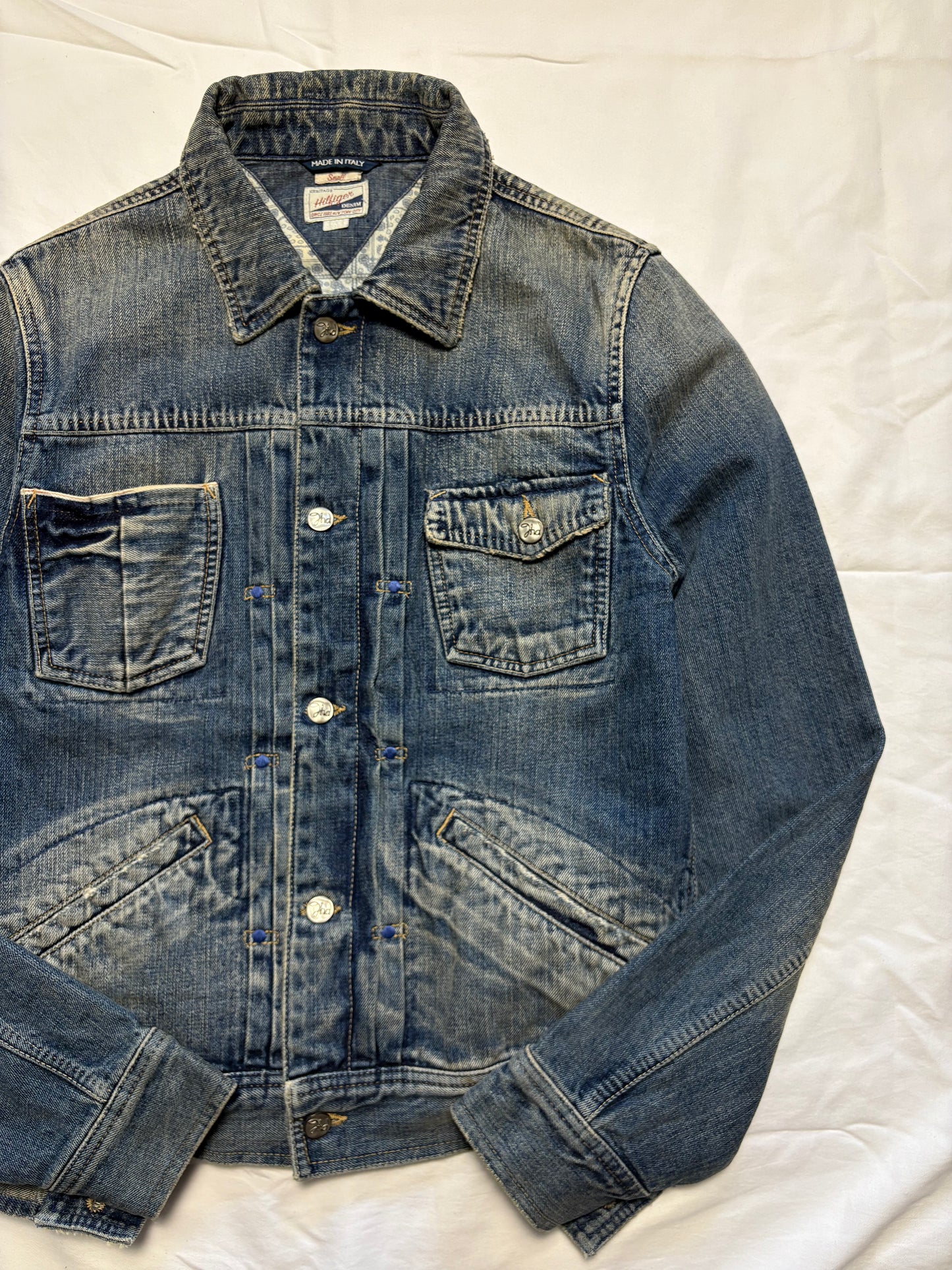 Vintage Tommy Hilfiger Double Pleated Denim Jacket (S)