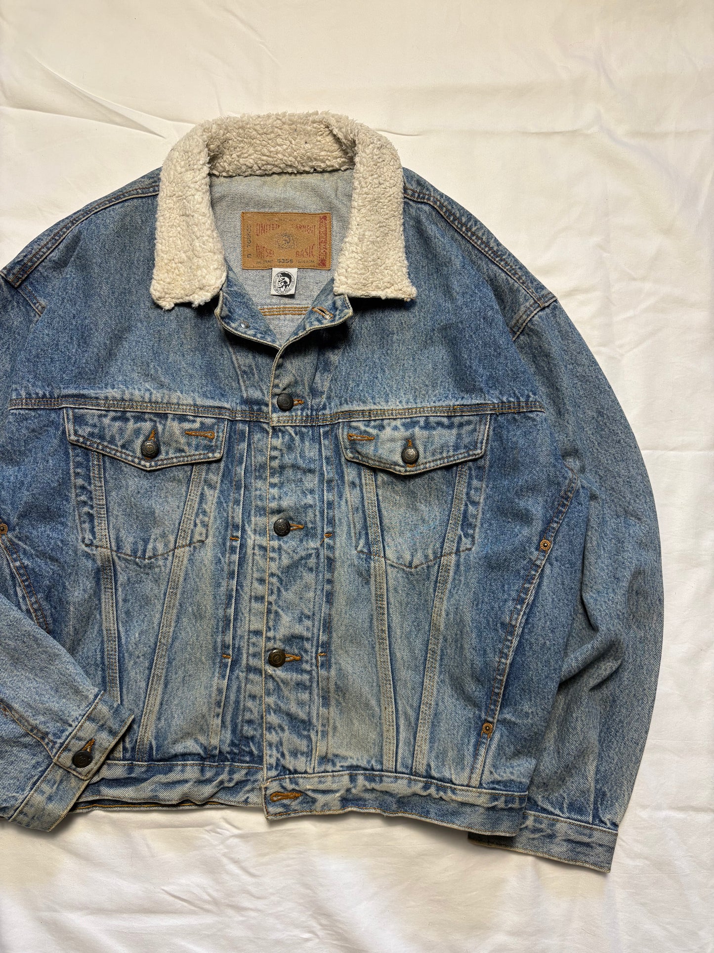 Vintage Diesel Sherpa Collar Denim Jacket (L)