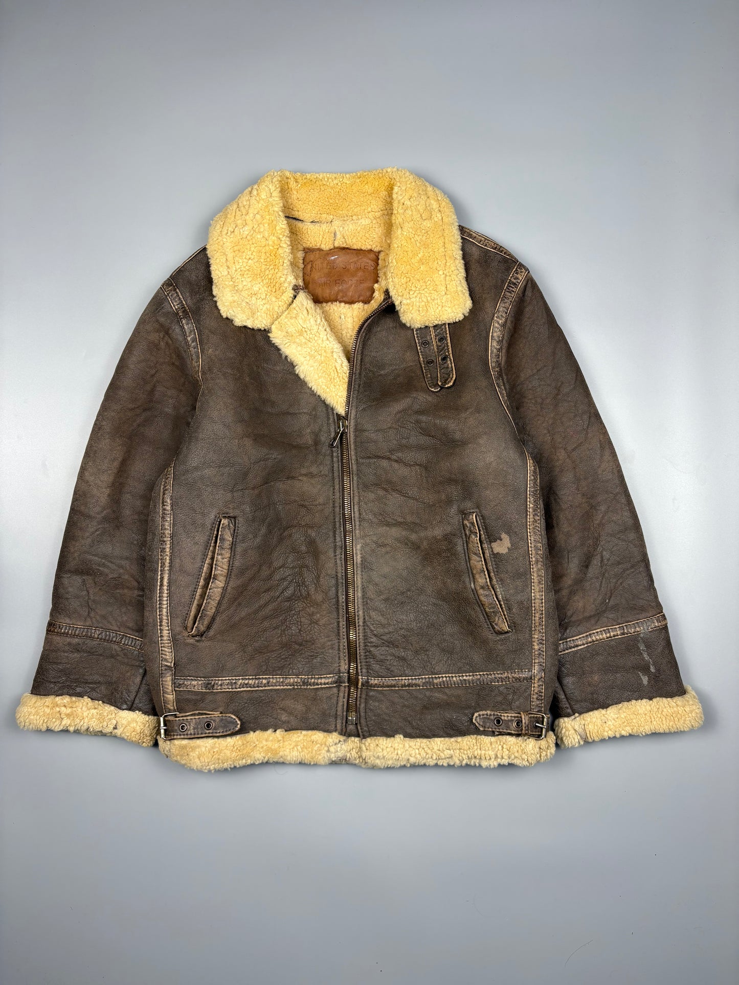Vintage 1980s US Air Force Sheepskin B-3 Leather Flight Jacket (L)