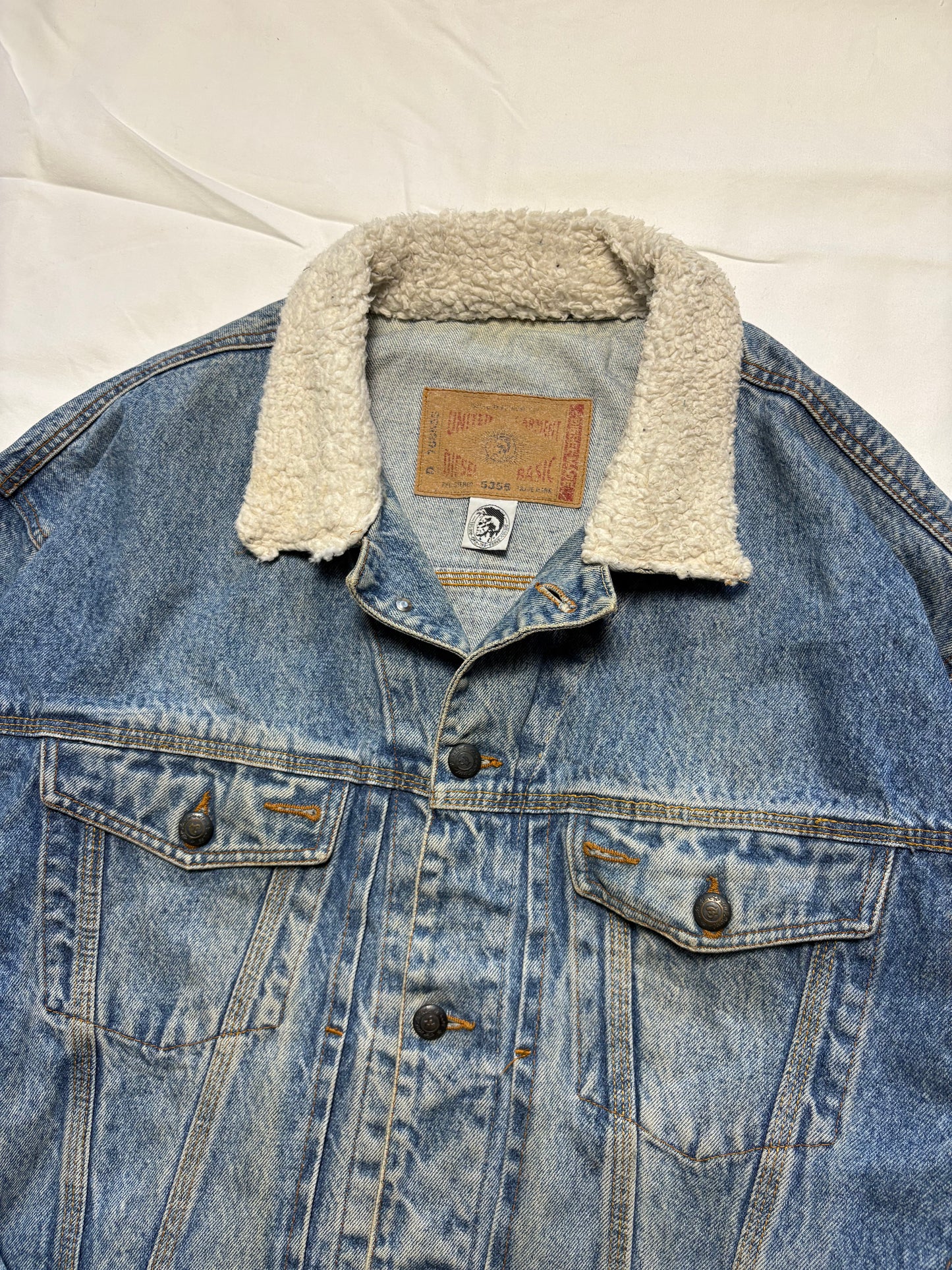Vintage Diesel Sherpa Collar Denim Jacket (L)