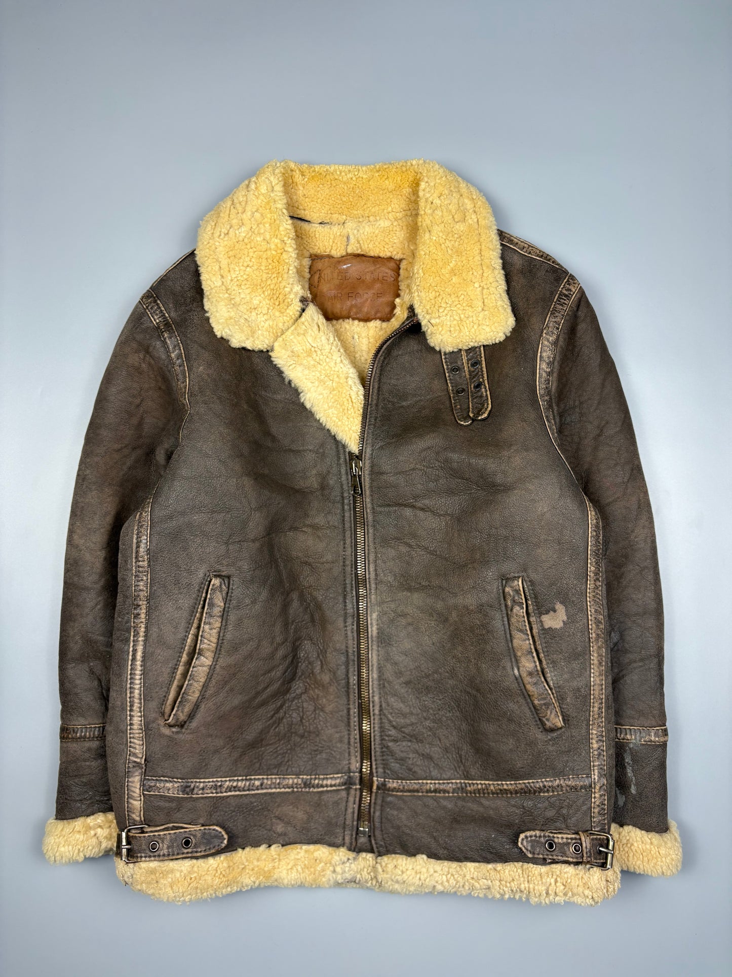 Vintage 1980s US Air Force Sheepskin B-3 Leather Flight Jacket (L)