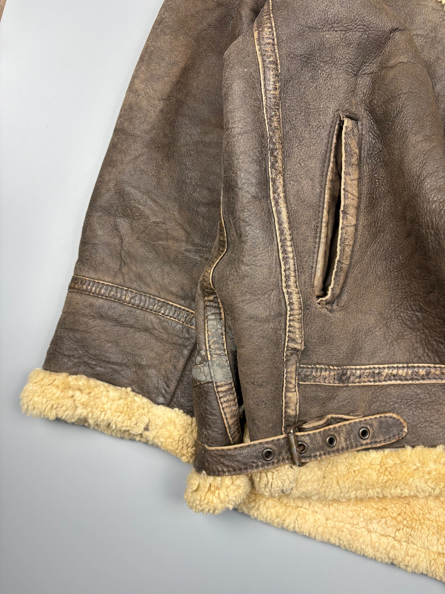 Vintage 1980s US Air Force Sheepskin B-3 Leather Flight Jacket (L)