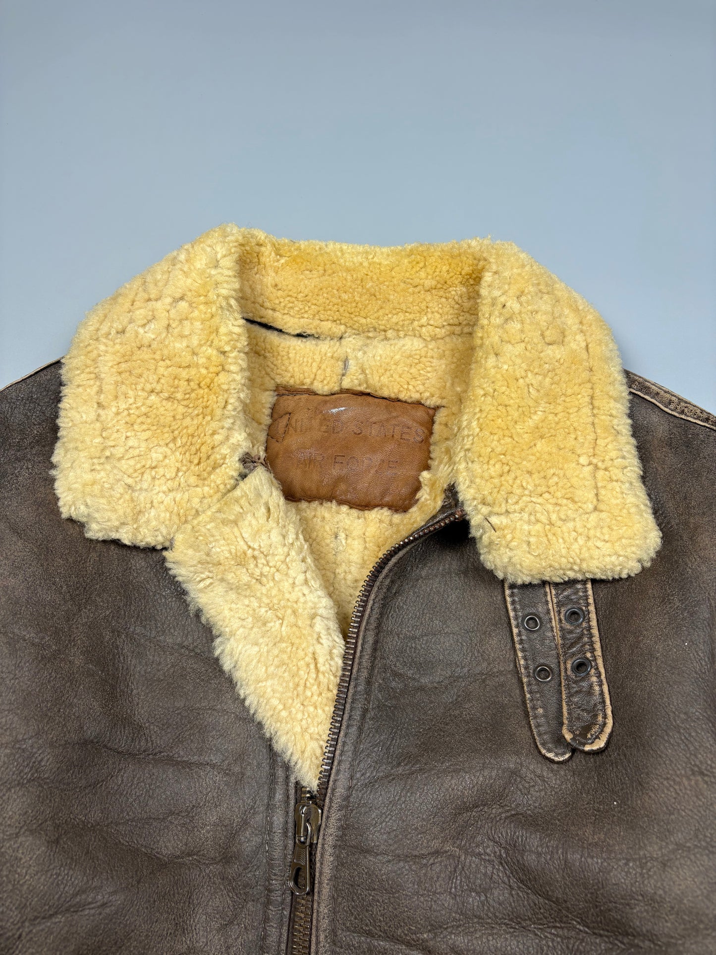 Vintage 1980s US Air Force Sheepskin B-3 Leather Flight Jacket (L)