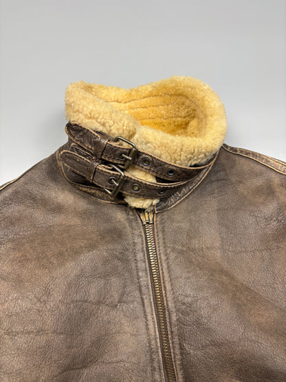 Vintage 1980s US Air Force Sheepskin B-3 Leather Flight Jacket (L)