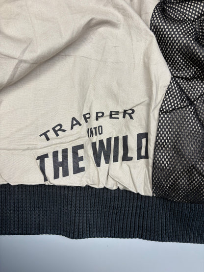 Vintage 1990s Trapper Patch Dark Wash Leather Jacket (L)